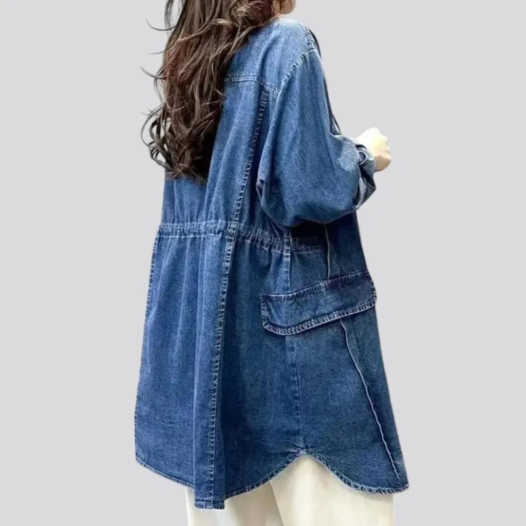 Round-collar chore denim jacket for ladies