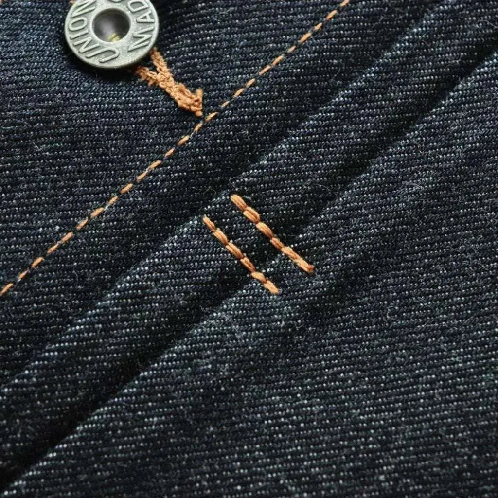 Selvedge dark wash jean jacket
 for men