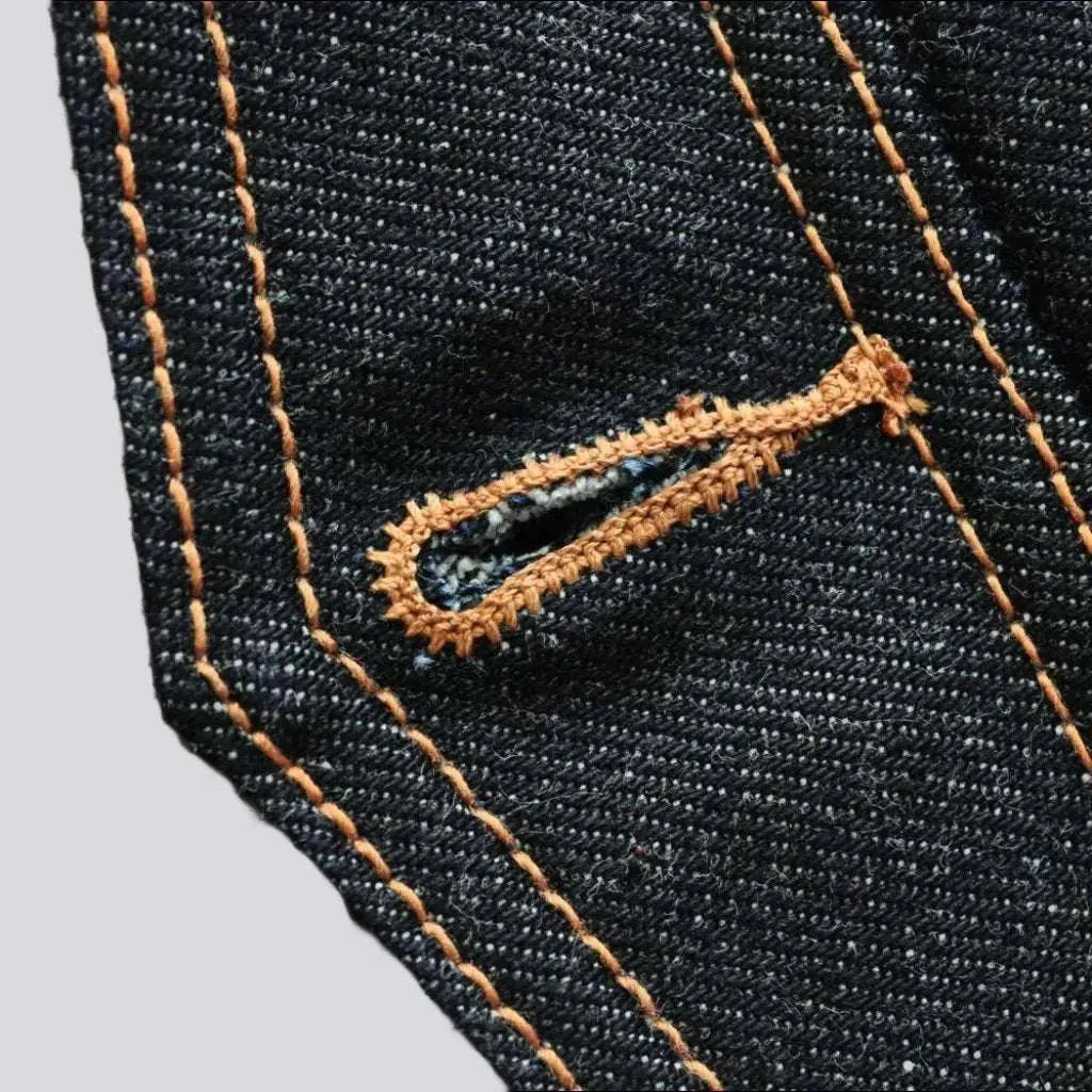 Selvedge dark wash jean jacket
 for men