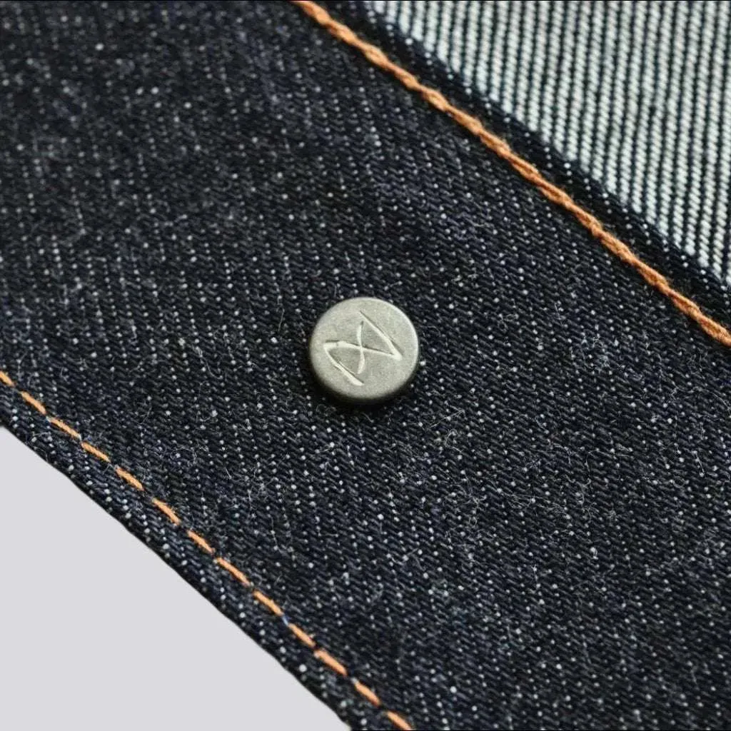 Selvedge dark wash jean jacket
 for men