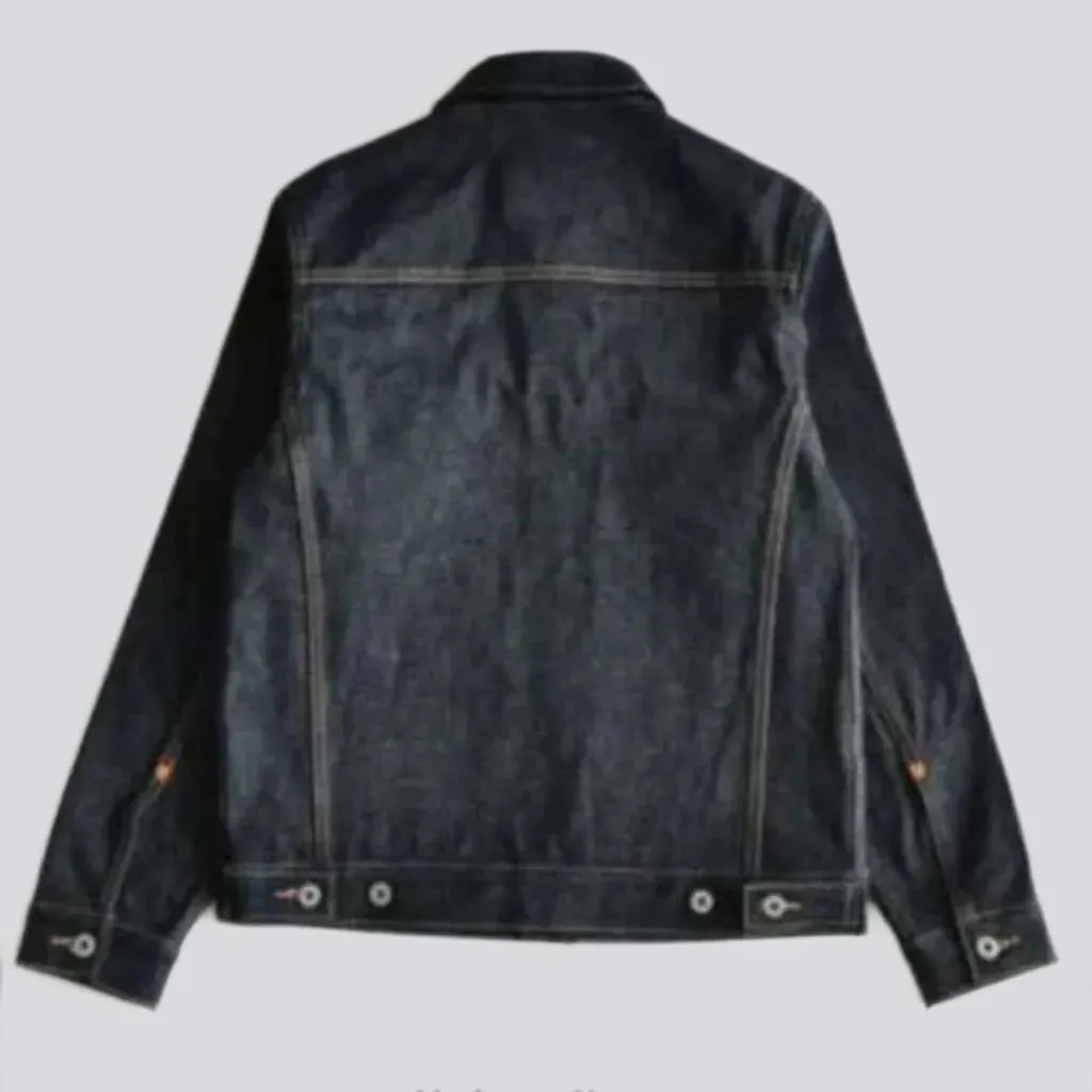 Selvedge dark wash jean jacket
 for men