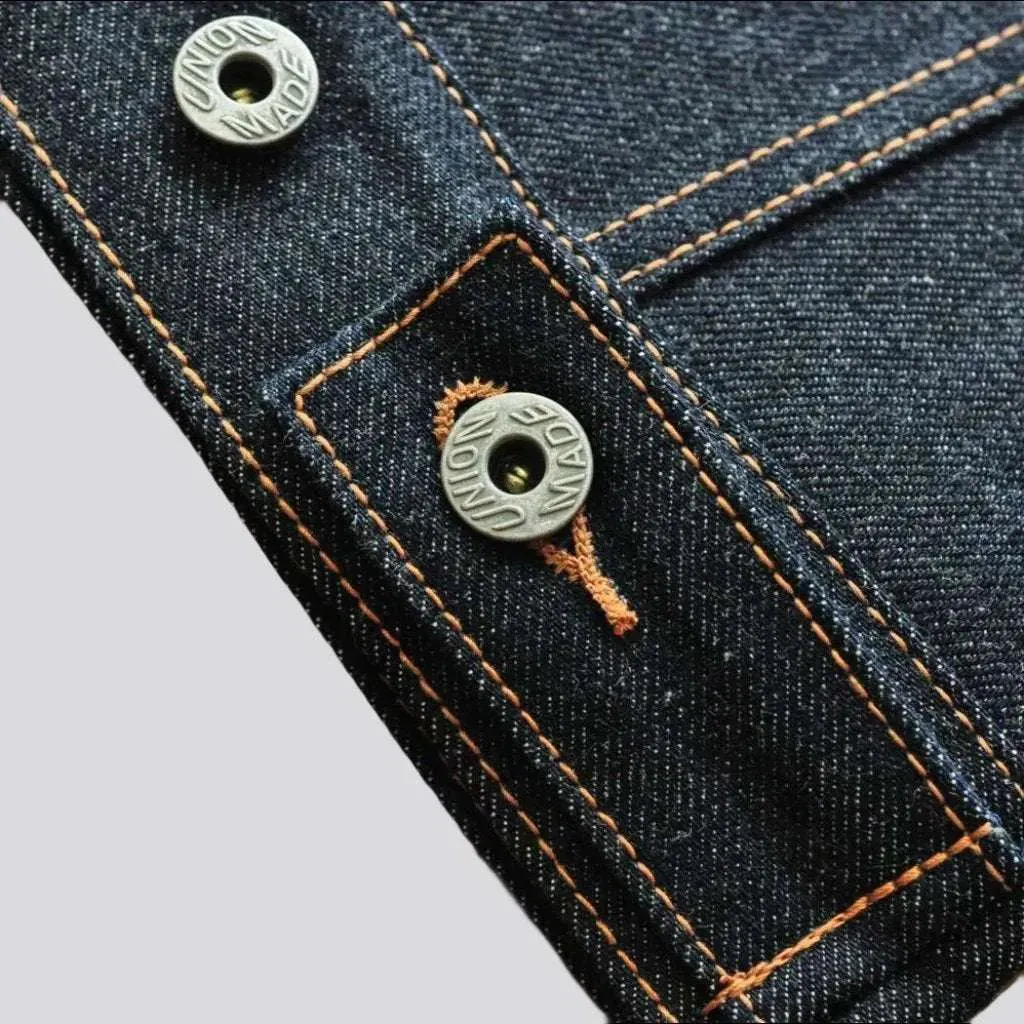 Selvedge dark wash jean jacket
 for men