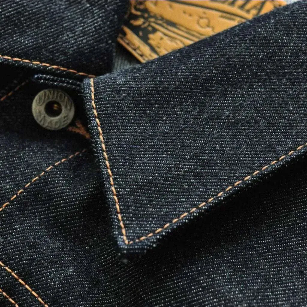 Selvedge dark wash jean jacket
 for men