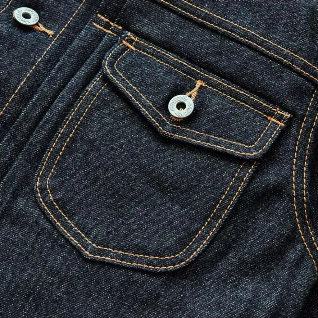 Selvedge dark wash jean jacket
 for men