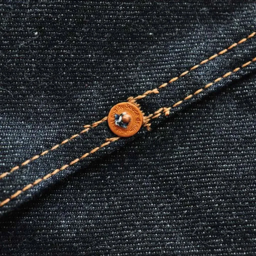 Selvedge dark wash jean jacket
 for men