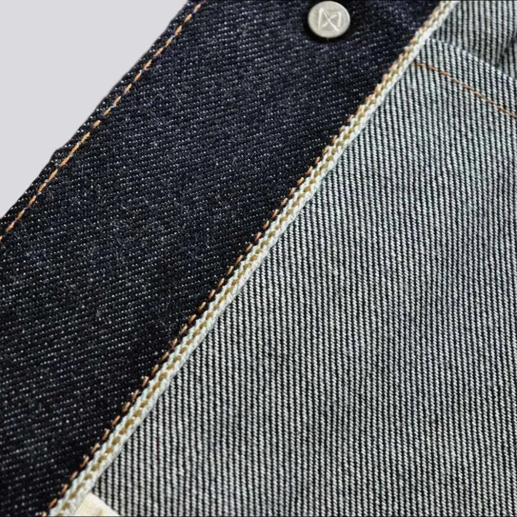Selvedge dark wash jean jacket
 for men
