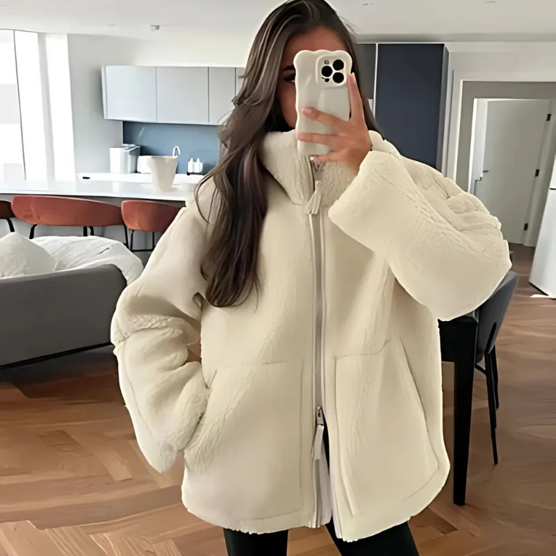 Sherpa Zippered Jacket With Pockets