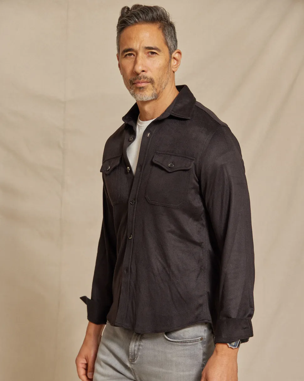 The Connor - Light Weight Wool Tech Shirt Jacket - Black