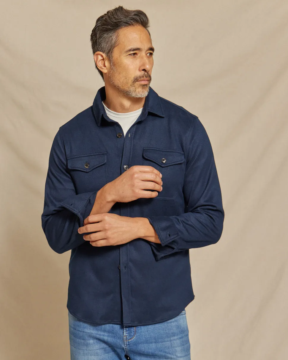 The Connor - Light Weight Wool Tech Shirt Jacket - Navy