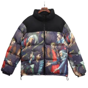 Vintage Patchwork Painting Padded Puffer Jacket