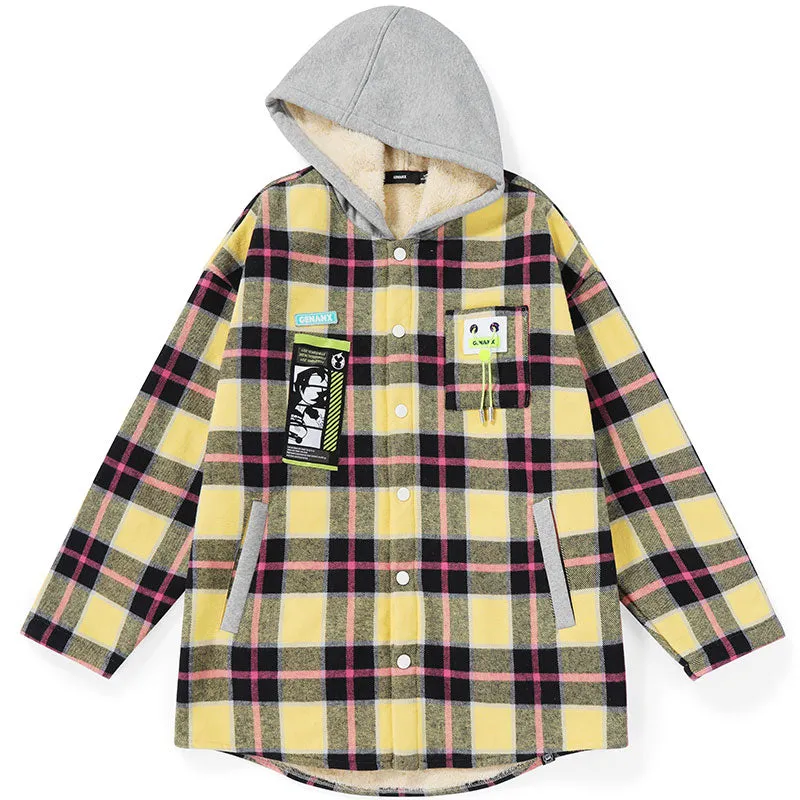 Vintage Plaid Padded Jacket With Hooded