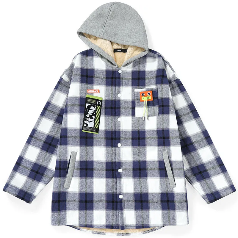 Vintage Plaid Padded Jacket With Hooded