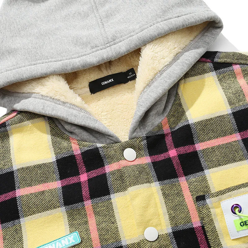Vintage Plaid Padded Jacket With Hooded