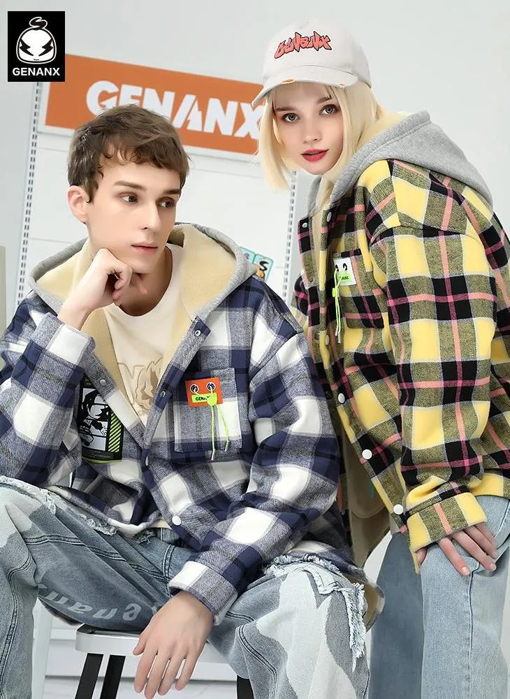 Vintage Plaid Padded Jacket With Hooded