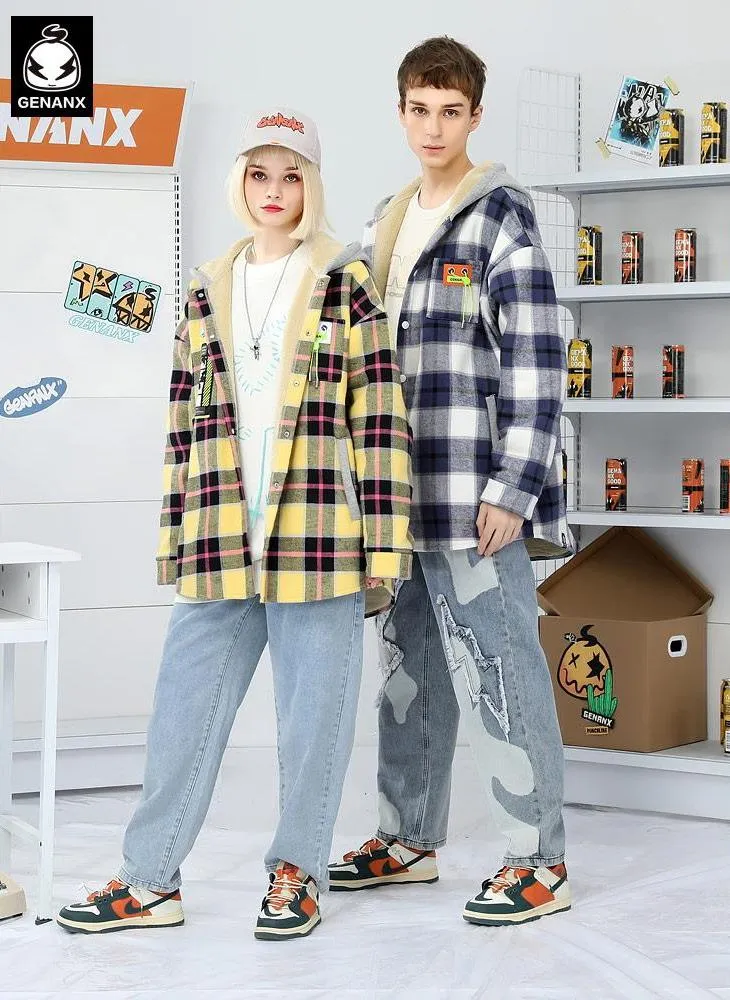 Vintage Plaid Padded Jacket With Hooded