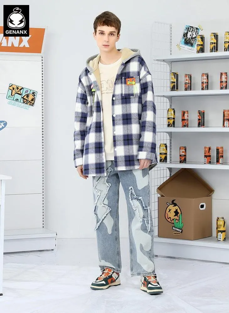 Vintage Plaid Padded Jacket With Hooded