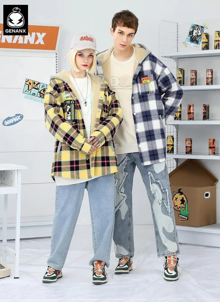 Vintage Plaid Padded Jacket With Hooded