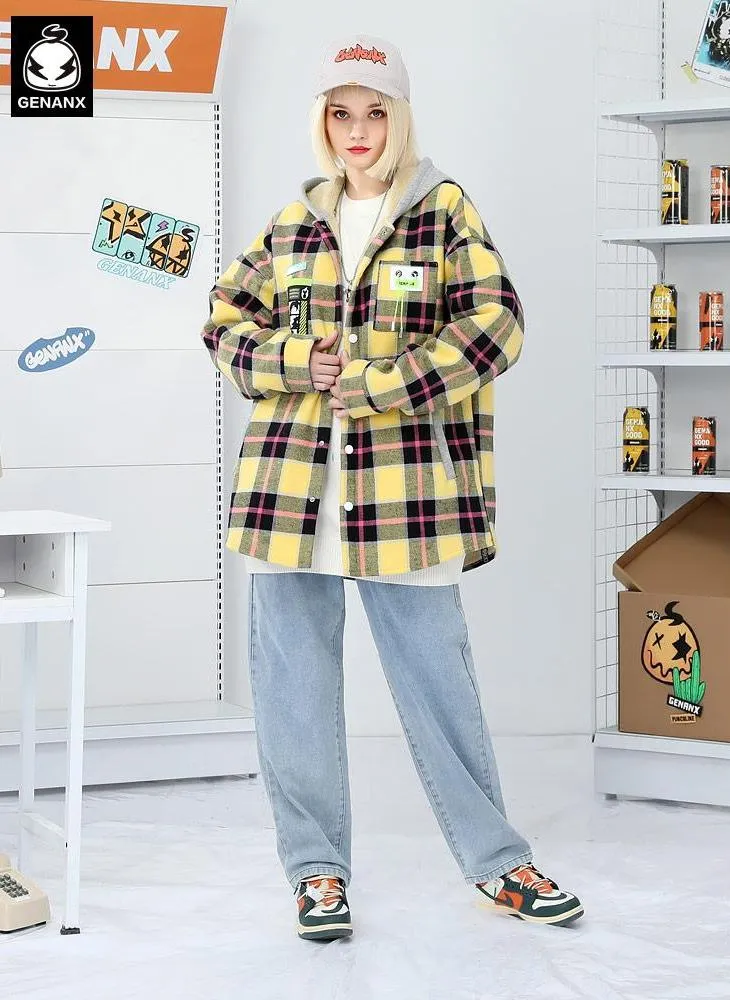 Vintage Plaid Padded Jacket With Hooded