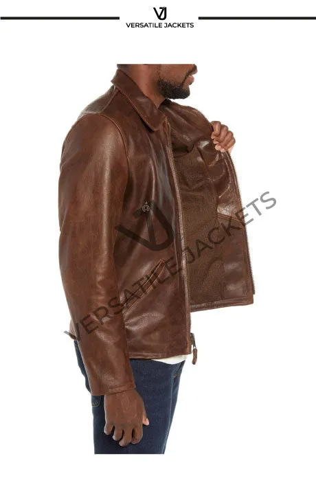 Waxed Naked Buffalo Leather Delivery Jacket