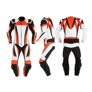 WHITE MEN MOTORCYCLE LEATHER RACING SUIT