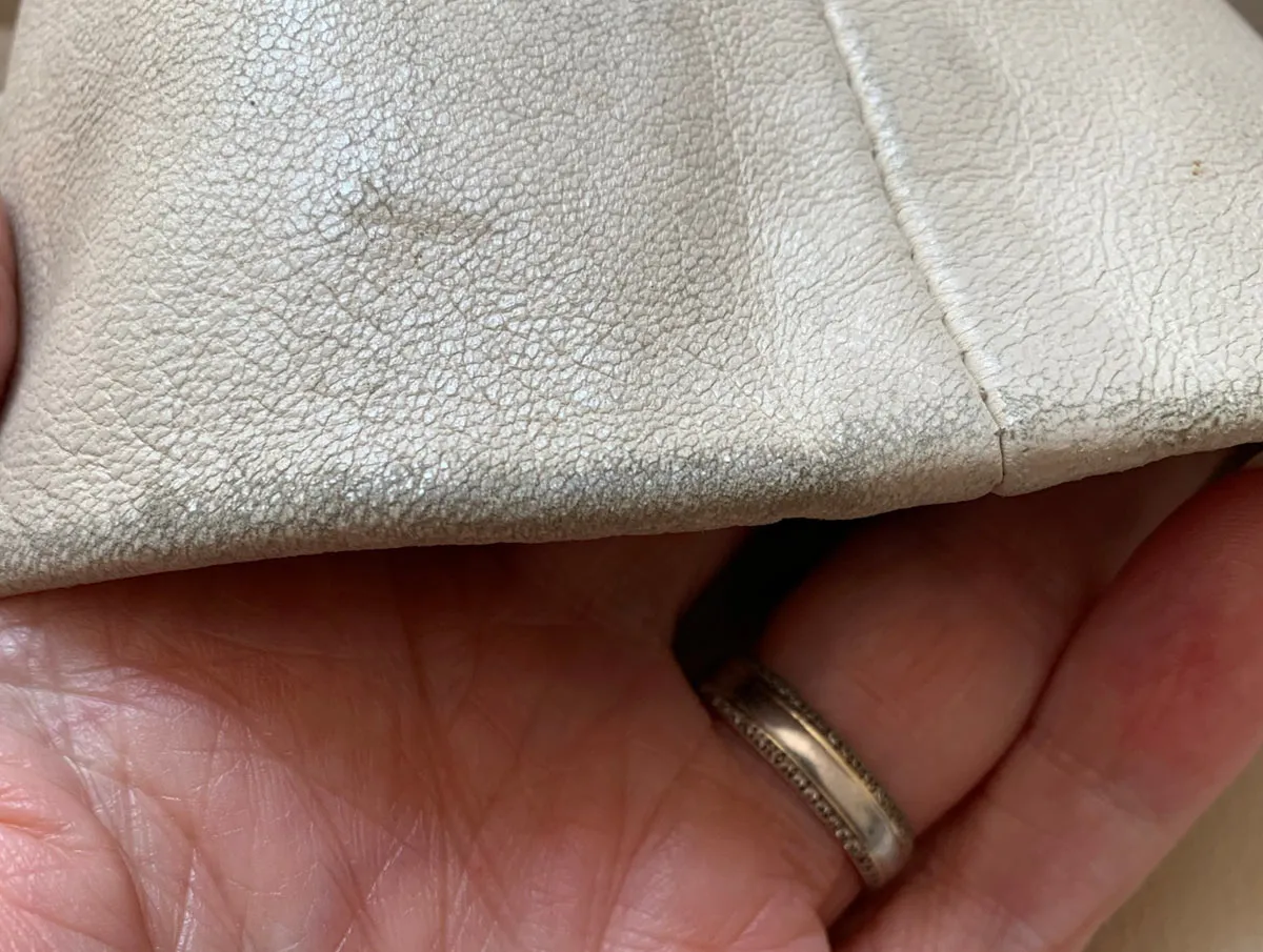 Women's Cropped Cream Leather Jacket Vintage 90s Lacing Detail Hoban North Beach Extra Small VFG